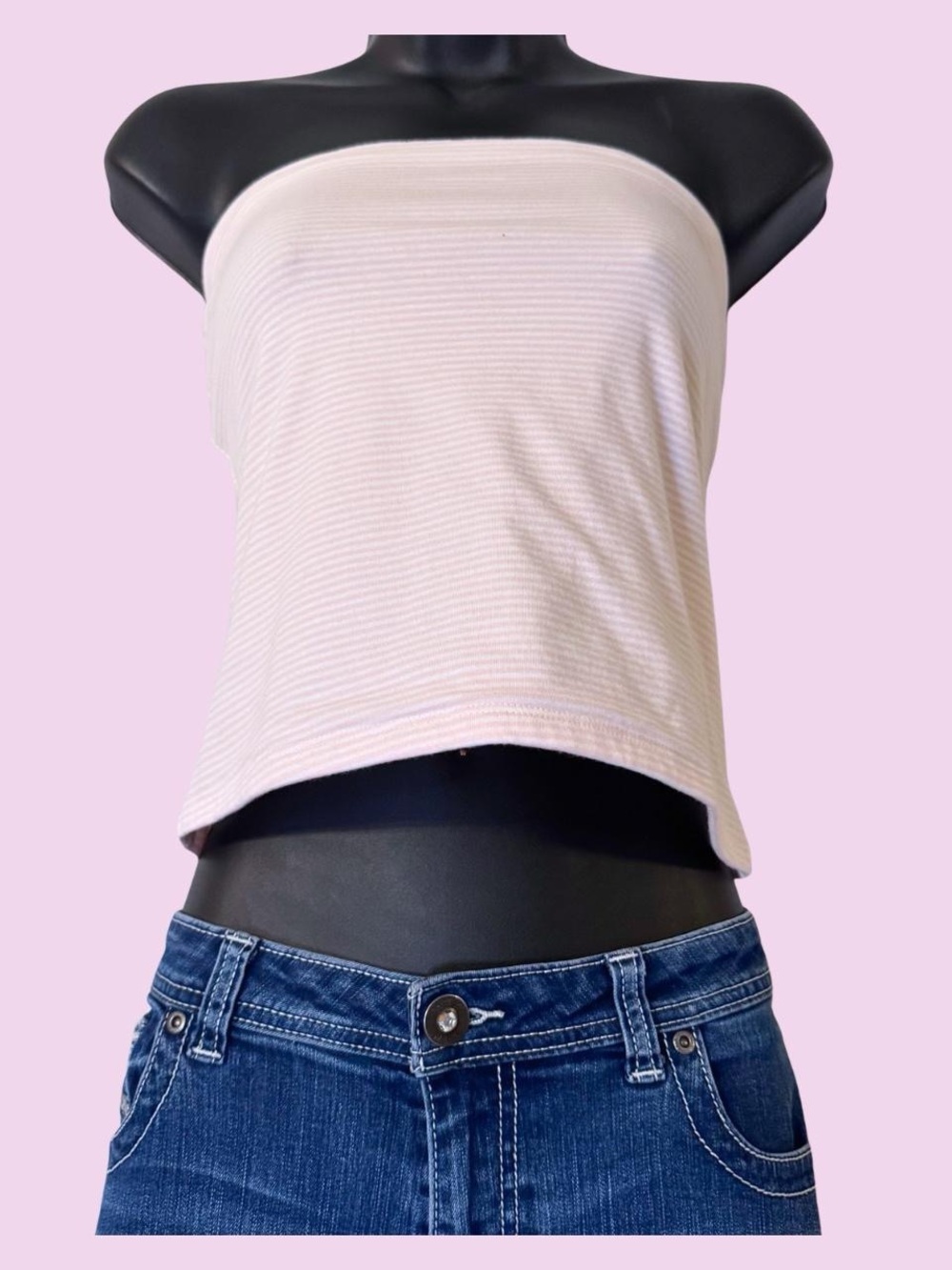 Y2K Inspired ~ Aeropostale: baby pink & white striped tube top (NWT) 💖